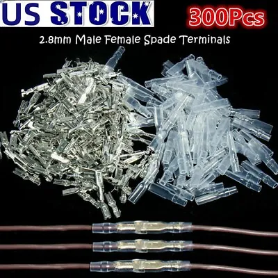 300pcs Motorcycle 2.8mm Spade Terminal Electrical Wire Connector Male Female US • $8.99