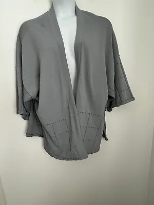 Wynne Layers Gray Oversized Short Sleeve Cardigan Sweater Lagonlook Medium • $19