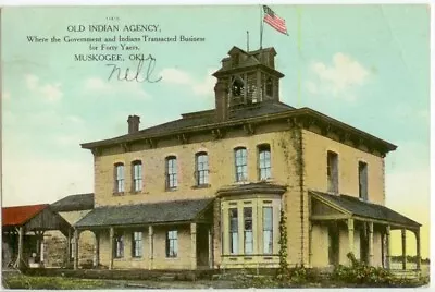 1909 Muskogee Oklahoma Old Indian Agency From The 1860s - Flag Cancel • $8