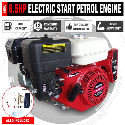 $1750 • Buy Electric Start 6.5HP OHV Stationary Petrol Engine Horizontal Shaft 1 Year Warrnt