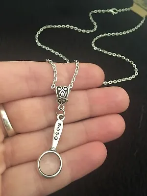 Tiny Magnifying Glass Necklace Vintage Eye Pendant 24” Chain Gothic Steampunk • £7.95