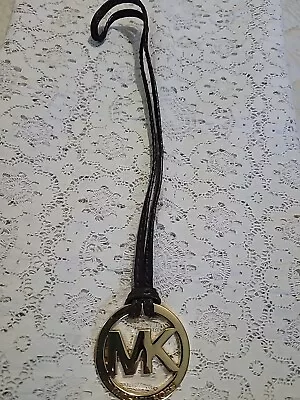 Michael Kors Medallion Gold Plated Chocolate Brown Leather Bag Logo Charm • $12.50