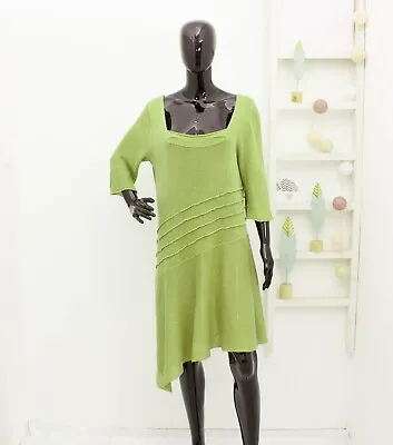 ZUZA BART Dress Asymmetric Green Linen XL • £64.99