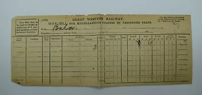 £5 • Buy Great Western Railway Parcels Way Bill From Bala  1894