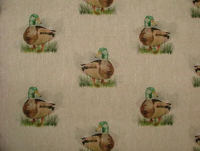 Mallard Ducks Cotton Rich Linen Fabric Curtain Cushion Upholstery Roman Blinds • $3.11