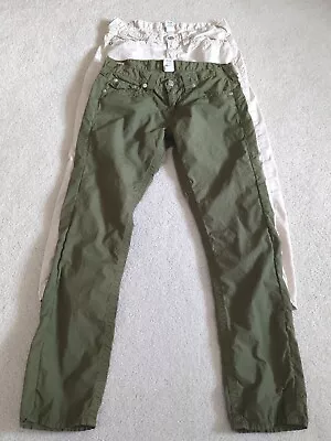 True Religion Pants Womens 29 Green Beige Jordan Lot Of 2 Cotton Low Rise USA  * • $32