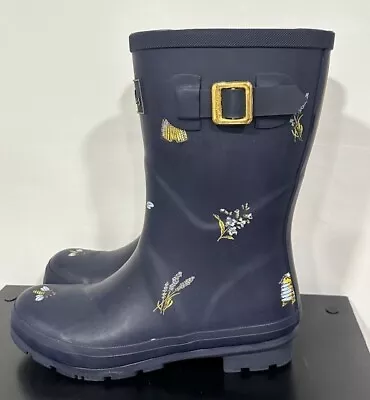 Joules Women's Molly Welly Rain Boots Navy Bee US Size 9 • $33.99