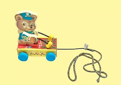 Fisher Price 2005 Tiny Teddy Xylophone Pull Along Baby Toddler Toy Vintage Style • $13.99