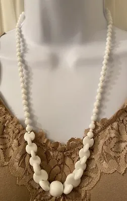 Vintage Miriam Haskell Signed Closure And Tag Milk Glass Unique Rare Necklace • $175