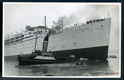  STRATHALLAN  P&O. Launching At BARROW (& Rea Tug  DONGARTH ) 23  Sept 1937 RP • £2.50