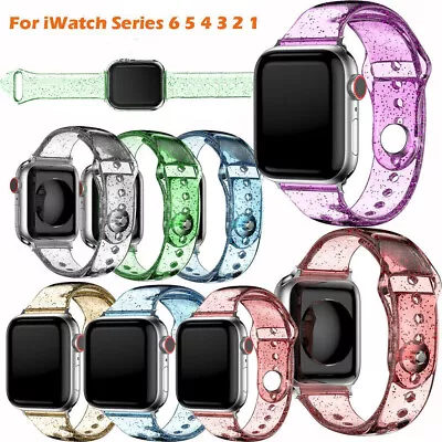 $10.99 • Buy For Apple Watch 44mm Shiny Glitter Silicone Strap Band Iwatch Series 7 6 5 4 3 2
