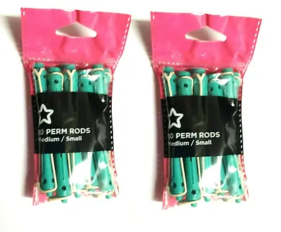 20 PACK Superdrug Hair Tool Perm Rods Curlers Size 9cm M/L Plastic Rubber Green • £6.95