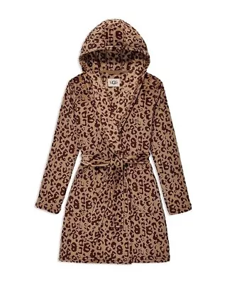 Ugg Miranda Robe (L) Soft Leopard Fleece Hooded Womens NEW Bathrobe Spa • $59.99