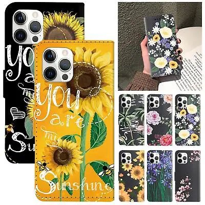 Magnetic Leather Phone Wallet Case Flower Cover For Iphone 15 Pro Max 14 13 12 8 • $12.79