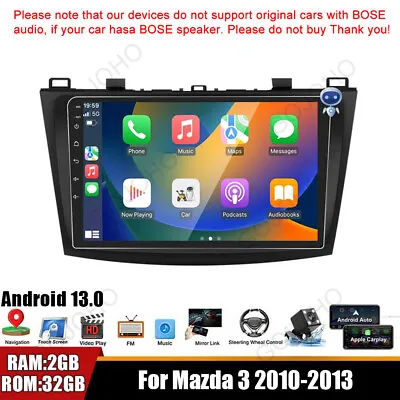 For 2010-2013 Mazda 3 9'' Android 13 Car Radio Stereo Navi GPS Carplay BT 2+32GB • $169.99