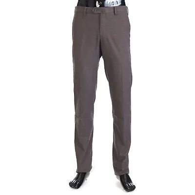 LORO PIANA 595$ Brown Pantaflat Trousers - Stretch Cotton Flannel Slim Fit • $425