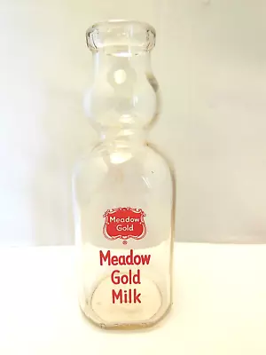 1947 Quart Cream Top Milk Bottle Red Pyro Advertising Meadow Gold Milk • $15