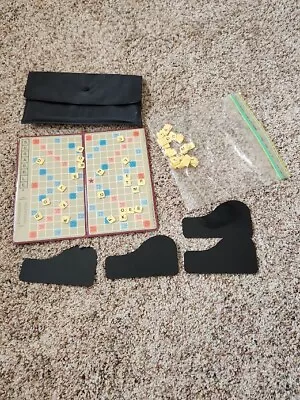 Vintage 1970s Pocket Travel Scrabble Game Board Cling-on Magnetic Tiles • $10