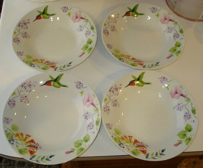 $15.99 • Buy 6 Pc Gibson Garden Bird Floral & Hummingbird Salad/Dessert Plates Bowls RETIRED