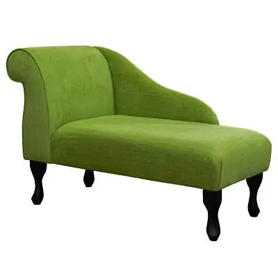 Green Velvet Chaise Longue Sofa Small Lounge Handmade In Topaz Lime Soft Fabric • £330
