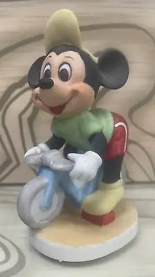 Mickey Mouse 4  Bisque Statue / Figurine - Riding Bike - Walt Disney Productions • $15