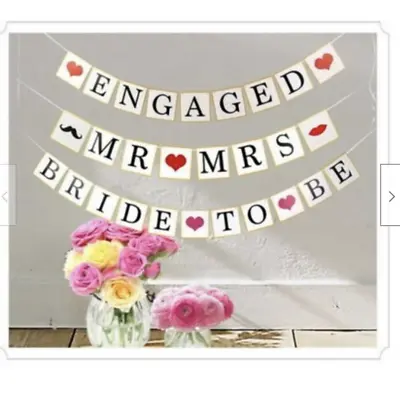 Bride To Be BANNER BUNTING HEN PARTY Bridal Shower Engaged Mr & Mrs Garland • £3.85