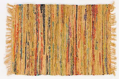$24.95 • Buy Sturbridge Primitive Decor Rag Rug In Mustard Color, 2' X 3', Hand Woven Cotton