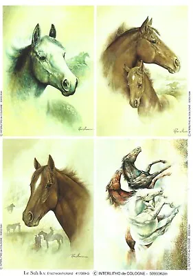 4 X Horse Designs On A5 Decoupage Pyramide Sheet - Pack Of 7 Sheets (L) • £3.95