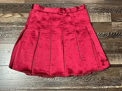 Lush Skirt Women's Size Small Red Pleated Zip Skater 90s Y2K 100% Polyester • $10