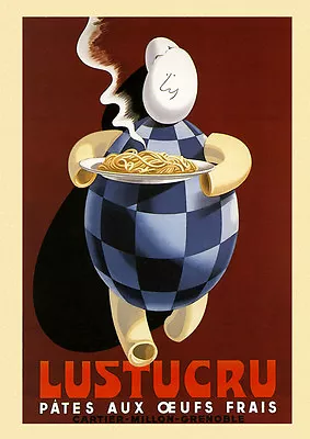 Eggs Spaghetti Pasta Plate Italian Italy Food Vintage Poster Repo FREE S/H • $22.15