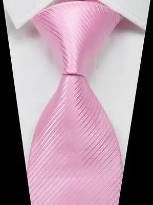 New Classic Solid Striped Pink 100% Silk Men's Necktie Neck Tie 3.15''(8CM) • $9.99