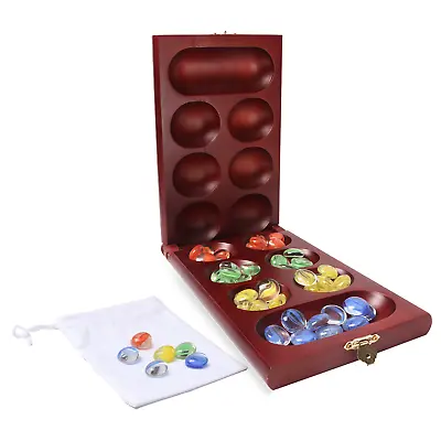 Classic Folding Mancala Board Game With Glass Beads/Stones. Family Strategy Game • $22.98