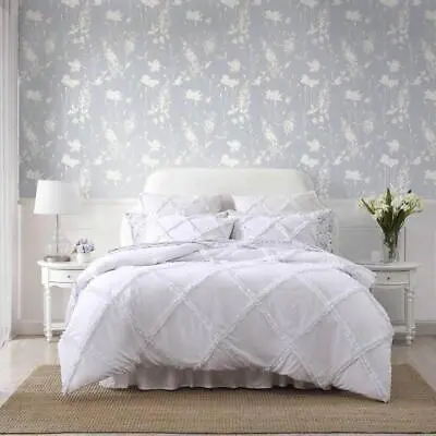 Laura Ashley Comforter Set Microfiber Polyester Twin XL Norah 2-Piece White • $60.01