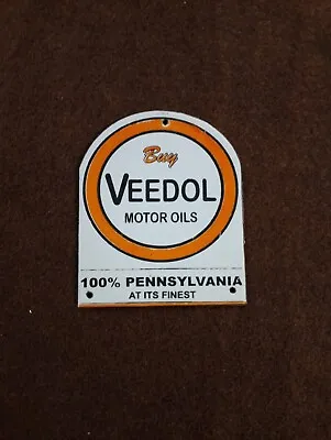 Porcelain Veedol Motor Oils Enamel Metal Sign Plate Size  6 X 5 Inches • $26.59