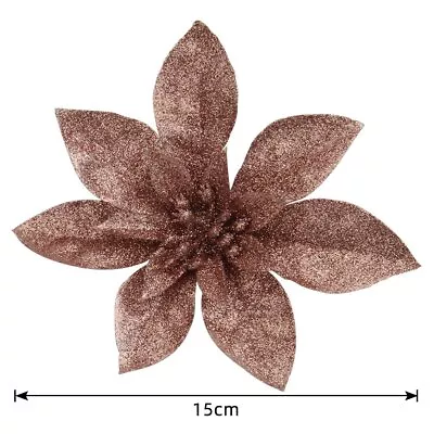 10X Christmas Large 9/15cm Poinsettia Glitter Flower Tree Hanging Party Decor CZ • $11.97