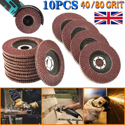 £10.99 • Buy 10PCS Flap Grinding Sanding Wheel Discs 115mm 4.5  40 80 Grit For Angle Grinder