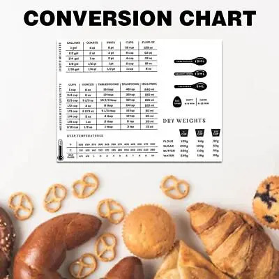 Kitchen Conversion Chart Cooking Times British Metric Weight SiE3 W1M2 A4C9 • £2.12