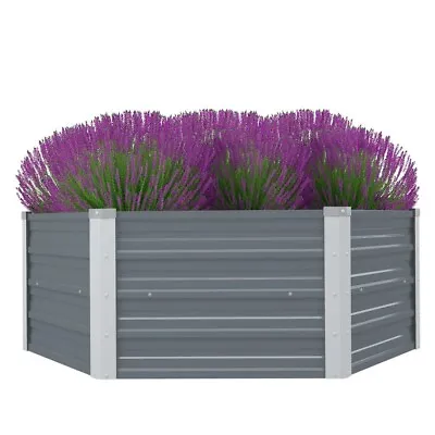 £36.70 • Buy Raised Bed Garden Outdoor Planter Vegetables Flowers Metal 129x129x46cm Grey