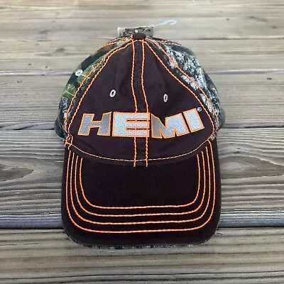 NWT HEMI Mopar Dodge Motors Mossy Oak Camo Brown Orange Snap Back Cap Hat • $19.93