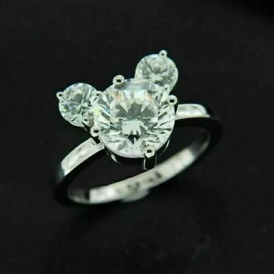 Birthday Surprises Gift 3 Stone Ring 925 Sterling Silver 2.75Ct Round Moissanite • $75