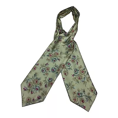 BEAUTIFUL Green Floral Silk ASCOT CRAVAT 50 -5  EX COND • $36.98