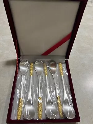 Set Of 6 800 Silver/Gold Collectible Demitasse/dessert/tea Spoons Storage Box • $279.99