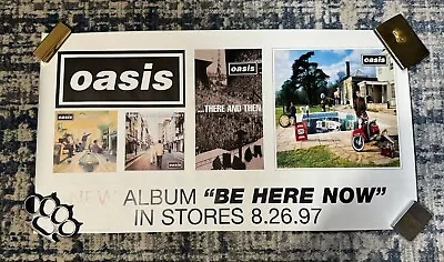 Vintage 1997 Oasis Be Here Now Promo 2-Sided Poster 24x13 Epic Records Britpop • £24.10