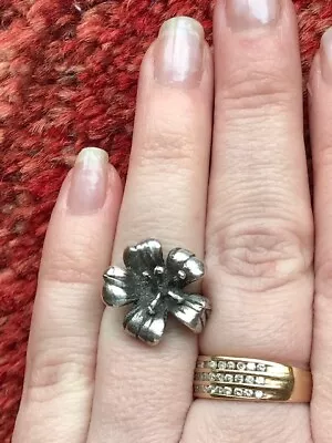 Art Nouveau Vintage Flower Midi Pinky Ring 4.5 Sterling Silver 925 • $28