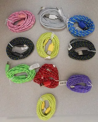 Lot Of 10 Braided Micro Usb Charger Cable 6ft For Samsung Galaxy Lg & Htc Phones • $19.99