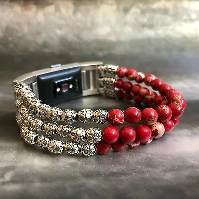 $86.42 • Buy Beaded Apple Watch Band Women IWatch Jewellery Fitbit Bracelet Red Varascite 1