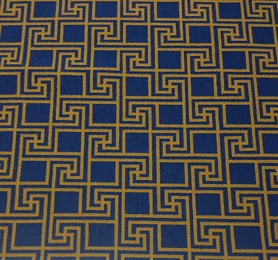 Dec-art Designs Greek Key Yellow Blue Epingle Upholstery Fabric 1.5 Yard 51.5 W • $58