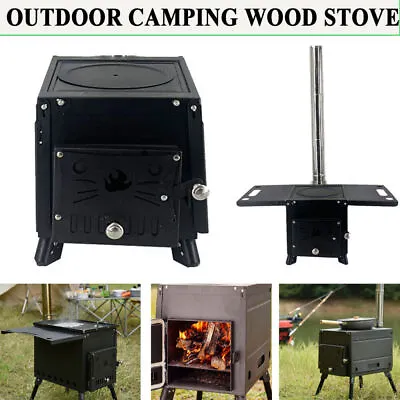 Camp Wood Stove Outdoor Tent Wood Burning Stoves Portable With Chimney Pipes • $99.10