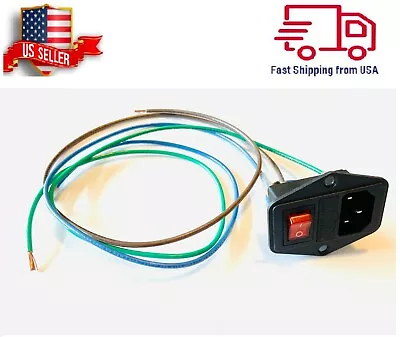 Ready To Install Power Socket With Fuse  Switch 3 Pin IEC320 C14 USA Plug • $12