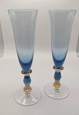 Slate Blue By MIKASA Fluted Champagne Glasses • $8